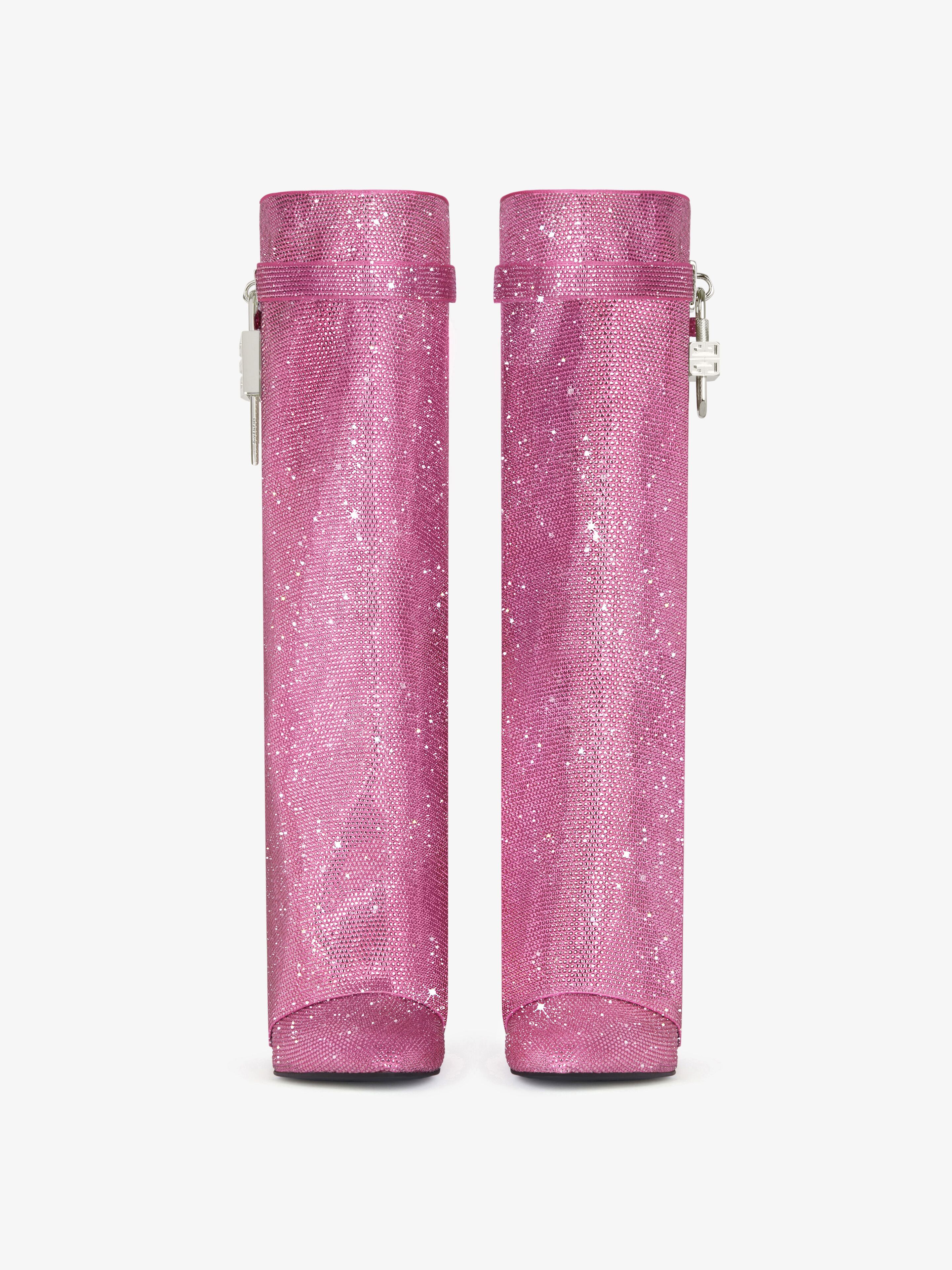 Shark Lock boots in satin with strass
